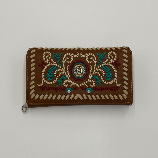 Brown Embroidered wallet