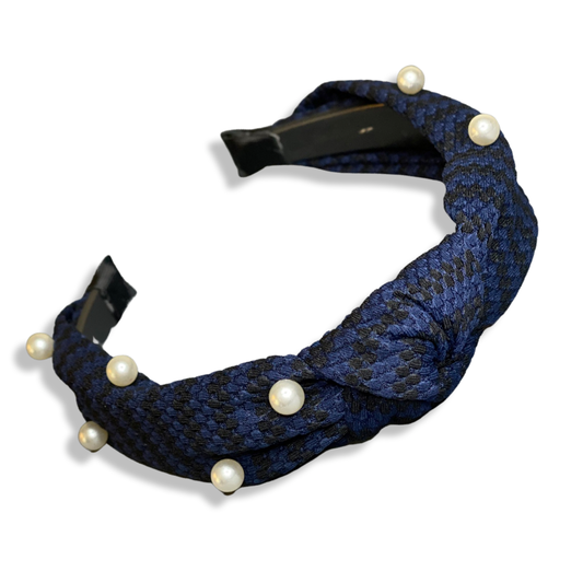 Navy pearl headband